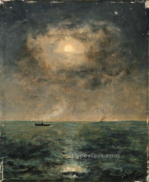 海の風景 Painting - アルフレッド・スティーブンス 月明かりに照らされた海の風景